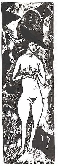 Female nude with black hat, Ernst Ludwig Kirchner